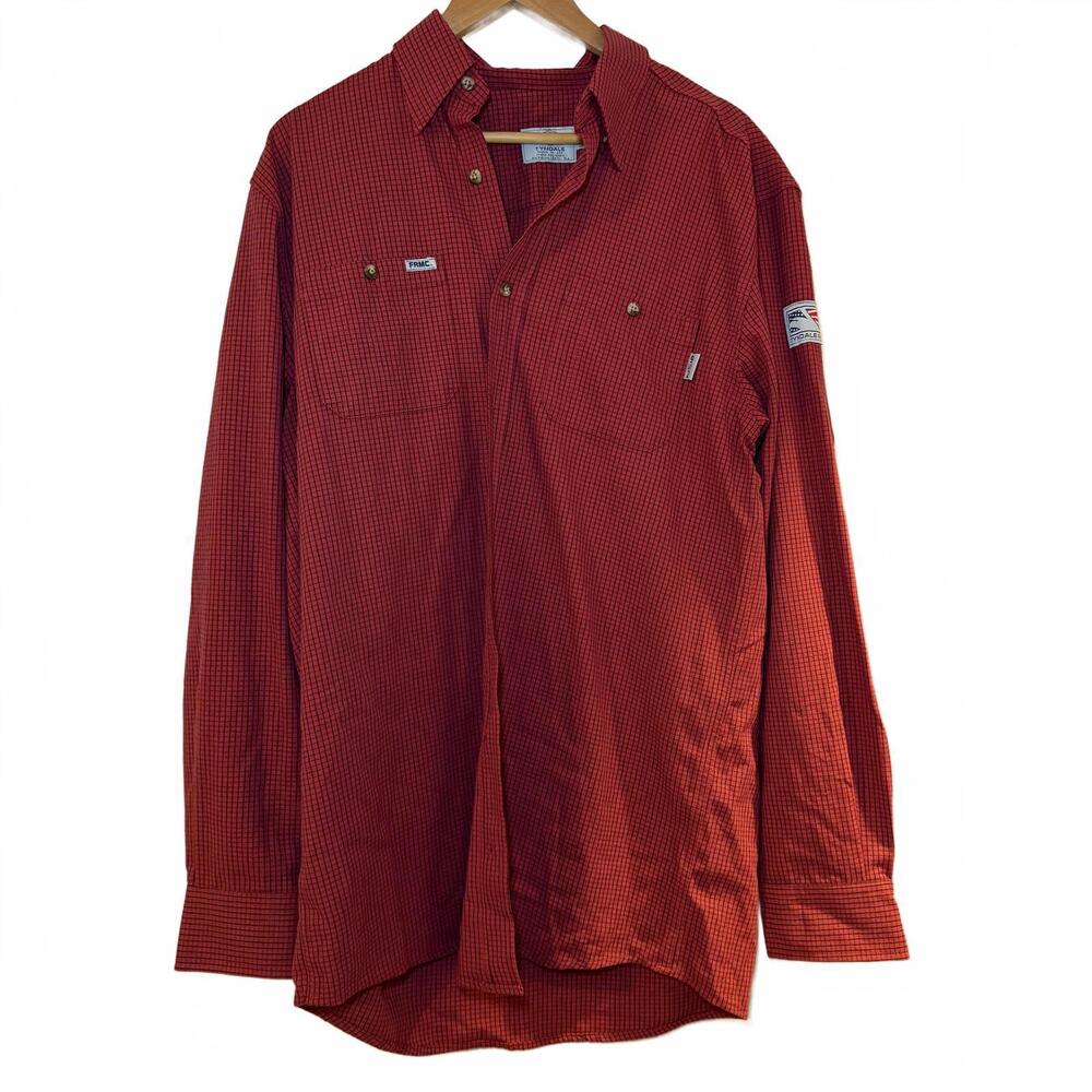 TYNDALE Fire Resistant Red/Black Checked Shirt Men's size L. Arc Rated 9.1